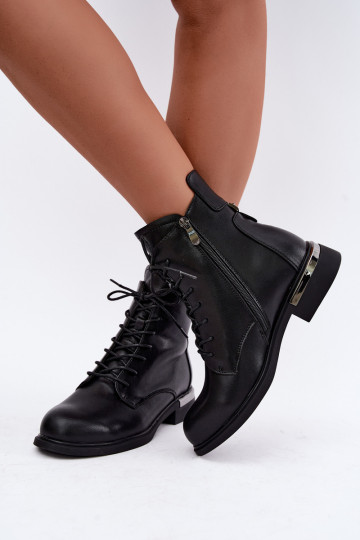 Stivaletti in pelle isolati con tacchi larghi in nero Vinceza 86450 2