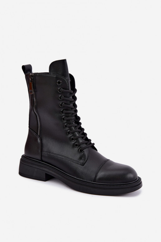Stivaletti in pelle isolati tipo stivali in nero Vinceza 86443