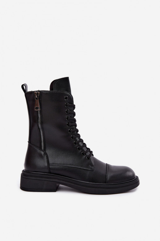 Stivaletti in pelle isolati tipo stivali in nero Vinceza 86443