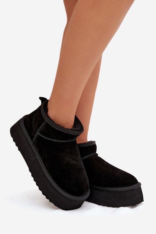 Stivali da neve da donna in suede artificiale nero