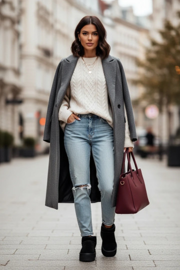Stivali da neve da donna in suede artificiale nero 2