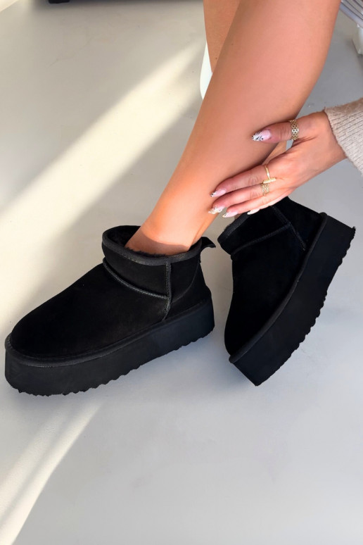 Stivali da neve da donna in suede artificiale nero