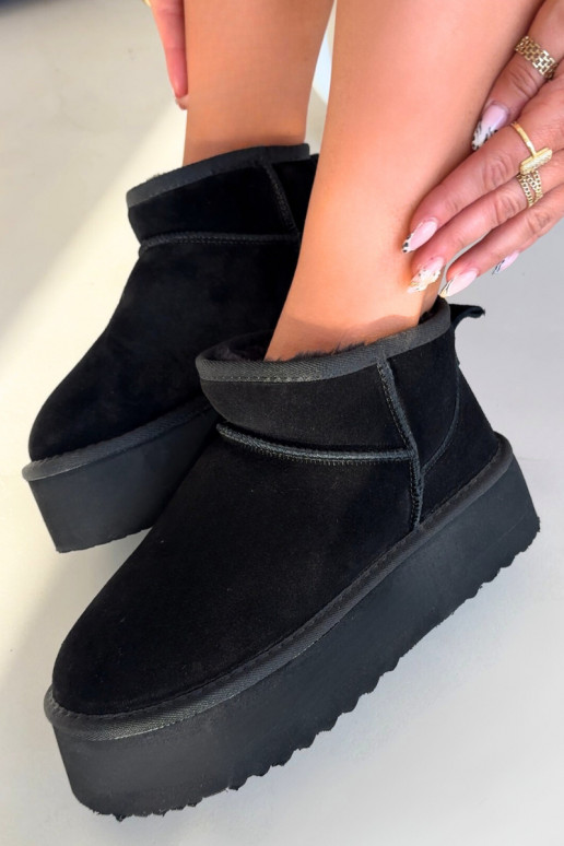 Stivali da neve da donna in suede artificiale nero