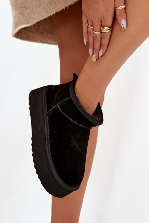 Stivali da neve da donna in suede artificiale nero