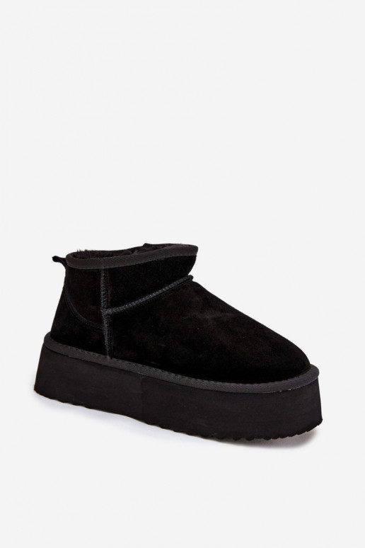 Stivali da neve da donna in suede artificiale nero