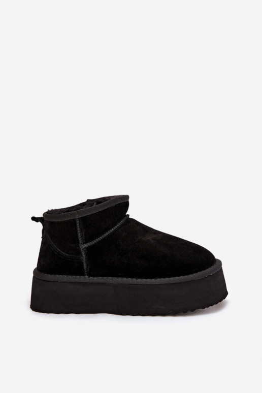 Stivali da neve da donna in suede artificiale nero