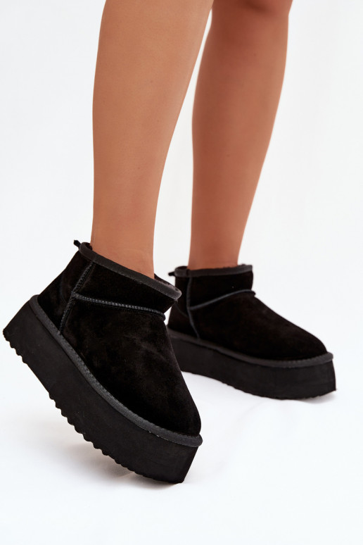 Stivali da neve da donna in suede artificiale nero