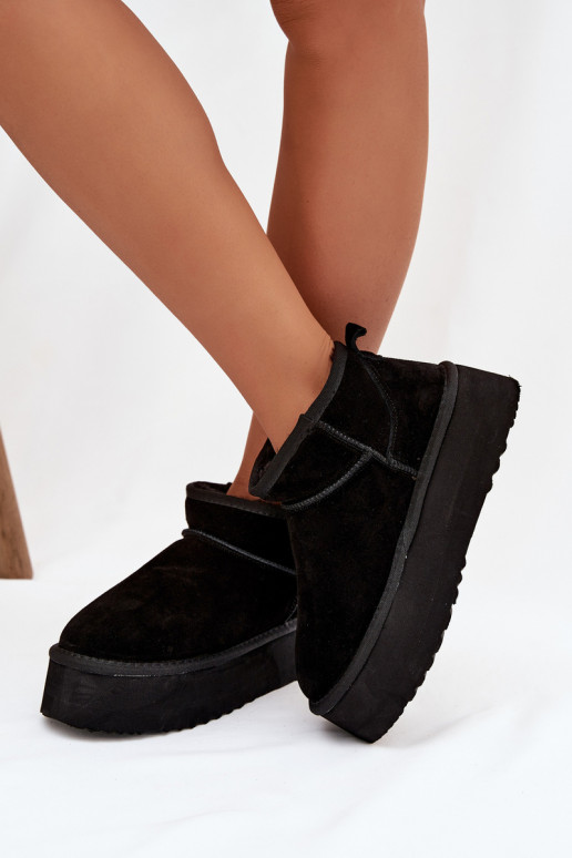 Stivali da neve da donna in suede artificiale nero