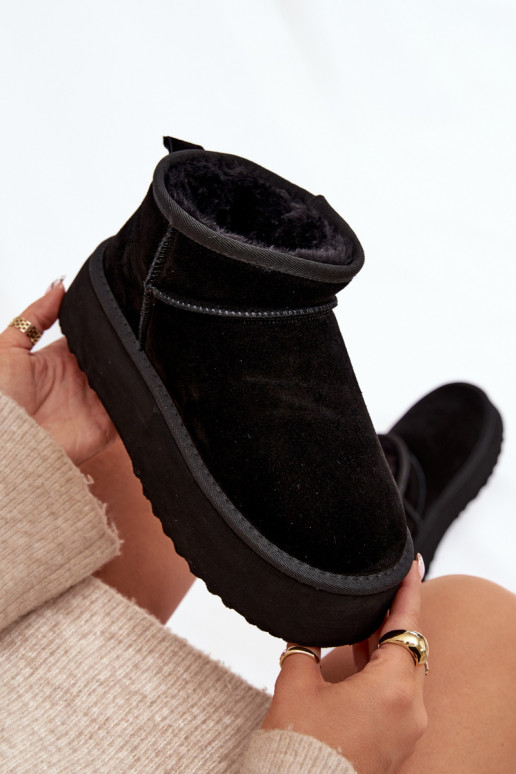 Stivali da neve da donna in suede artificiale nero