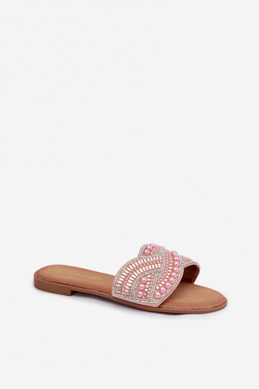 Pantofole rosa decorate con tacco largo Dovima