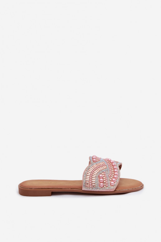 Pantofole rosa decorate con tacco largo Dovima