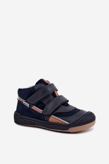 Scarpe per bambini in pelle blu scuro Bartek 8631676