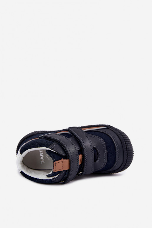 Scarpe per bambini in pelle blu scuro Bartek 8631676