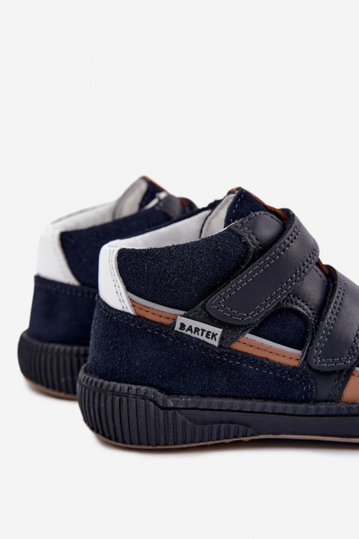 Scarpe per bambini in pelle blu scuro Bartek 8631676