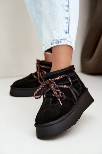 Stivali da neve in finta suede neri con piattaforma e dettagli eleganti GOE UU2N4919 2