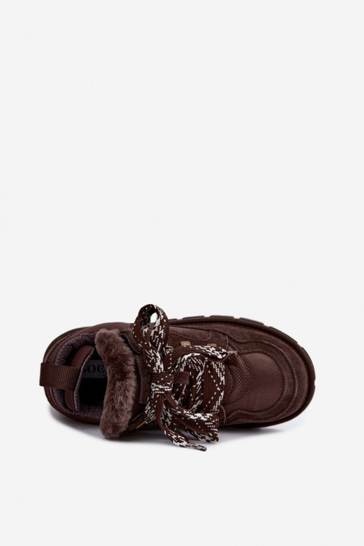 Stivali da neve con lacci in finta suede GOE UU2N4921 CzekoladoĮe