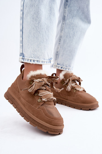 Stivali da neve marroni con lacci in finta suede GOE UU2N4922