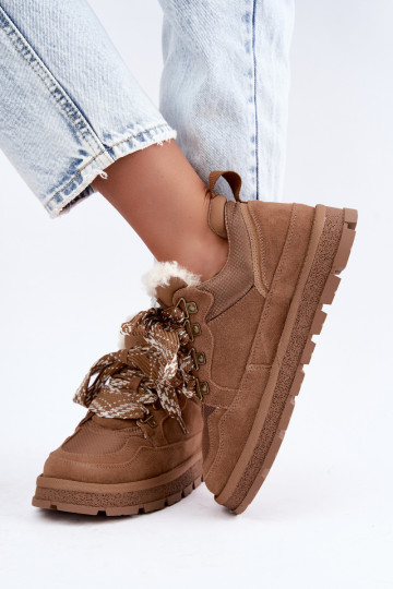 Stivali da neve marroni con lacci in finta suede GOE UU2N4922 2