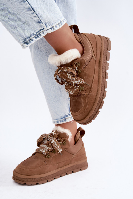 Stivali da neve marroni con lacci in finta suede GOE UU2N4922