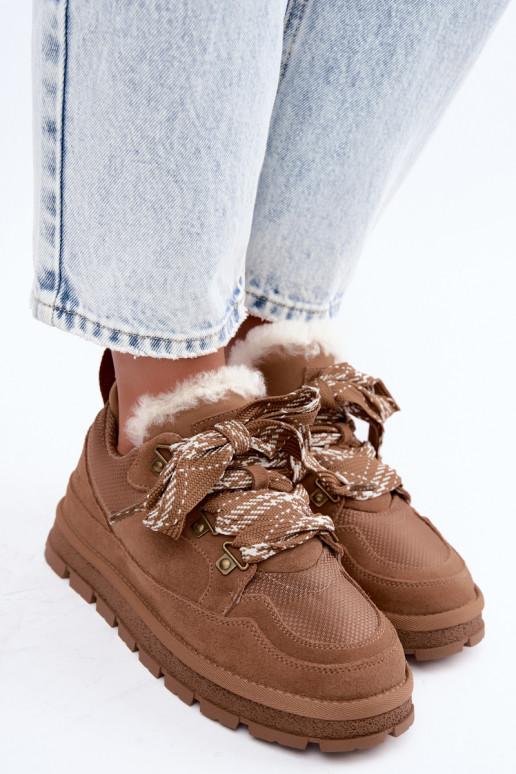 Stivali da neve marroni con lacci in finta suede GOE UU2N4922