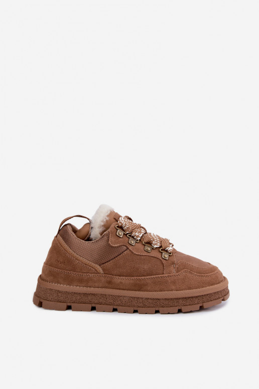 Stivali da neve marroni con lacci in finta suede GOE UU2N4922
