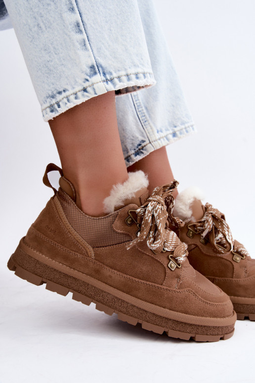 Stivali da neve marroni con lacci in finta suede GOE UU2N4922