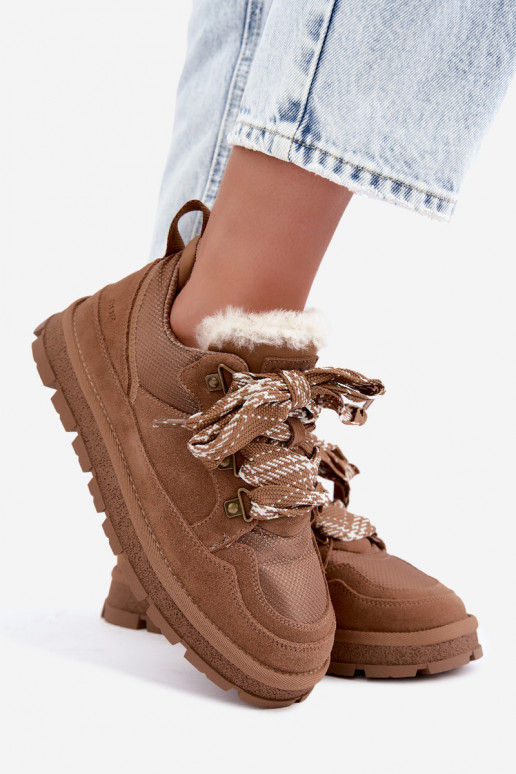 Stivali da neve marroni con lacci in finta suede GOE UU2N4922