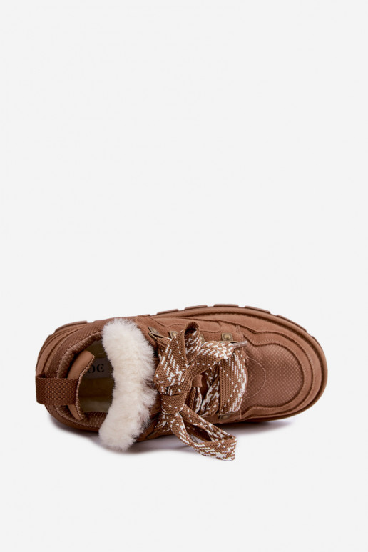 Stivali da neve marroni con lacci in finta suede GOE UU2N4922