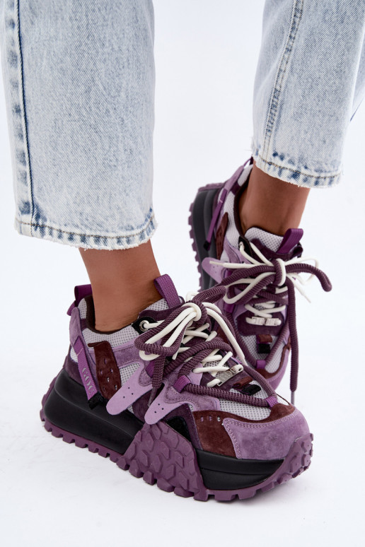 Sneakers viola in finta suede con piattaforma GOE UU2N4016