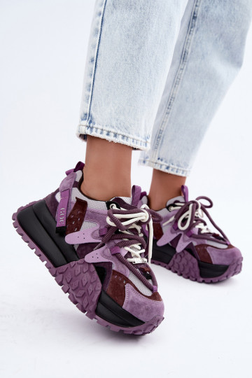Sneakers viola in finta suede con piattaforma GOE UU2N4016 2