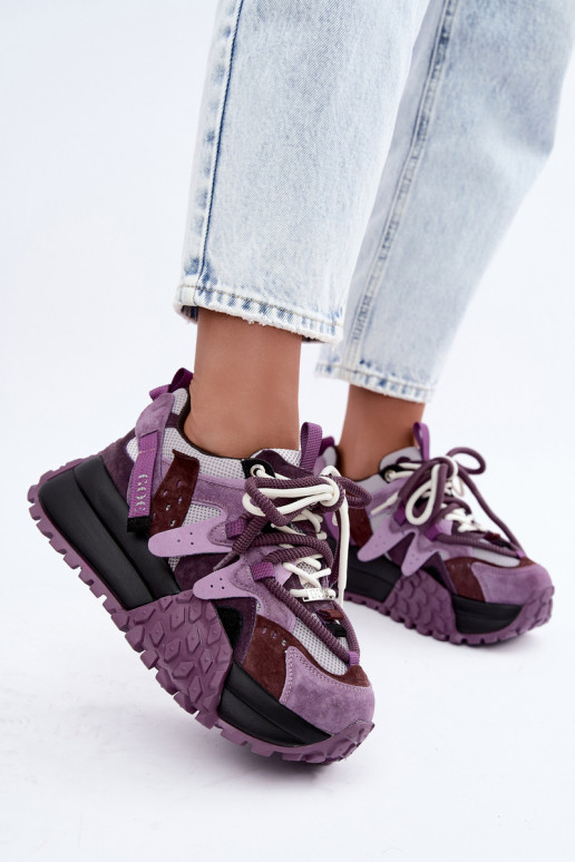Sneakers viola in finta suede con piattaforma GOE UU2N4016