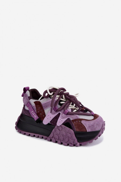 Sneakers viola in finta suede con piattaforma GOE UU2N4016