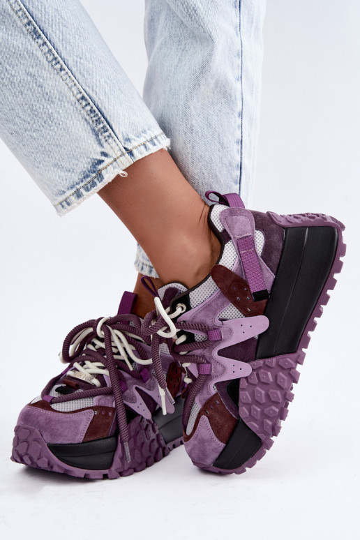 Sneakers viola in finta suede con piattaforma GOE UU2N4016