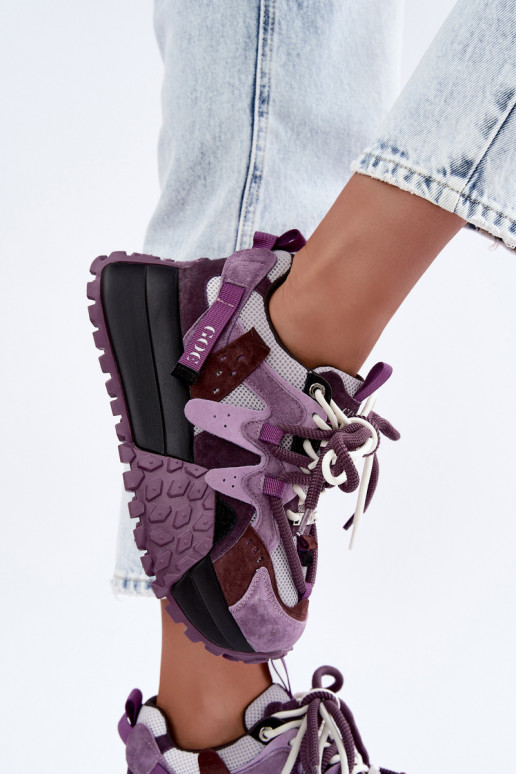 Sneakers viola in finta suede con piattaforma GOE UU2N4016
