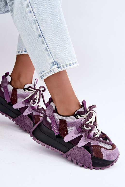 Sneakers viola in finta suede con piattaforma GOE UU2N4016