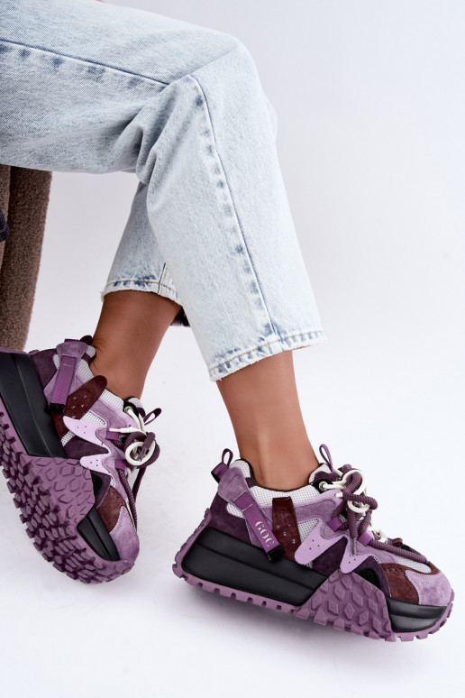 Sneakers viola in finta suede con piattaforma GOE UU2N4016