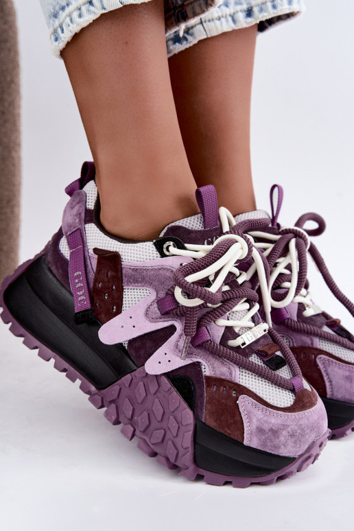 Sneakers viola in finta suede con piattaforma GOE UU2N4016