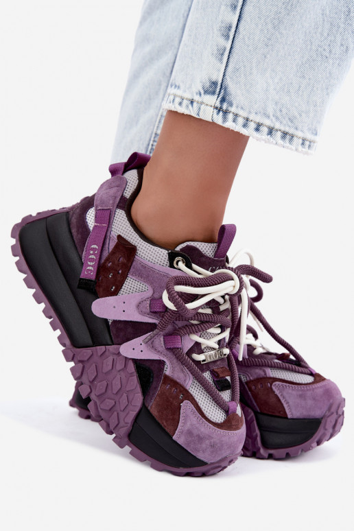 Sneakers viola in finta suede con piattaforma GOE UU2N4016