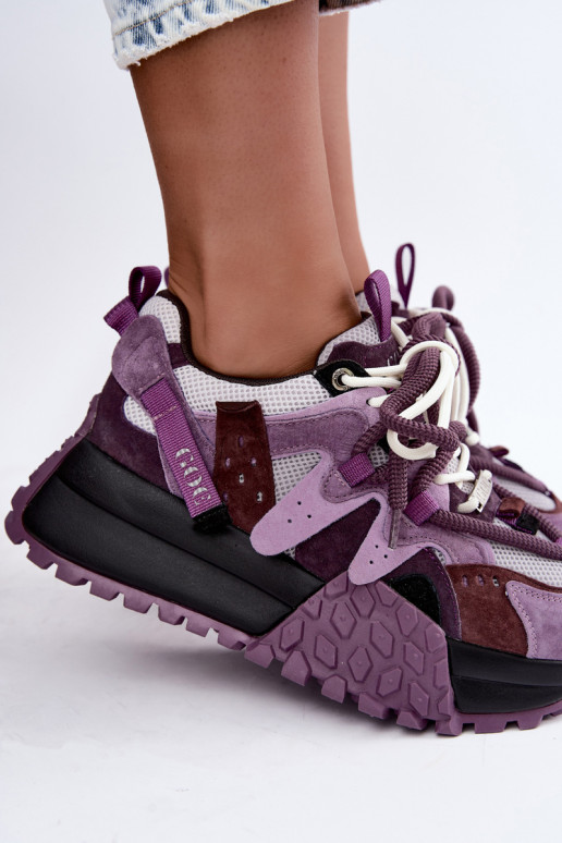 Sneakers viola in finta suede con piattaforma GOE UU2N4016