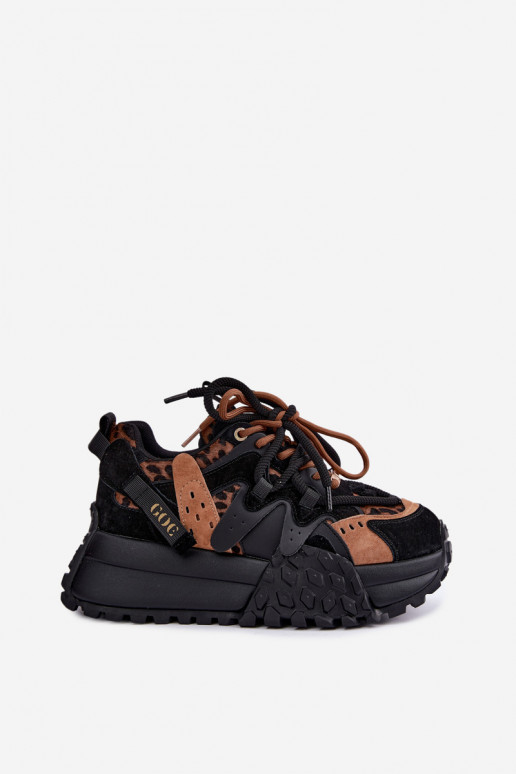 Sneakers nere in finta suede con piattaforma e dettagli in stampa leopardata GOE UU2N4017