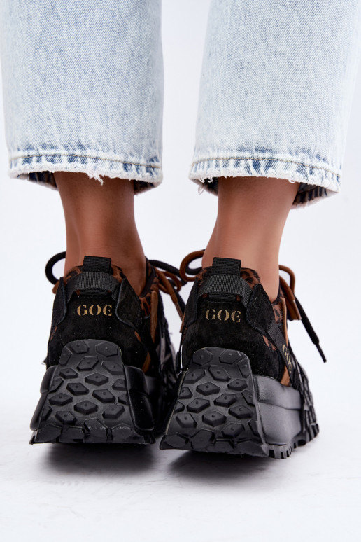 Sneakers nere in finta suede con piattaforma e dettagli in stampa leopardata GOE UU2N4017