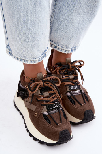 Sneakers marroni in finta suede con piattaforma GOE UU2N4001