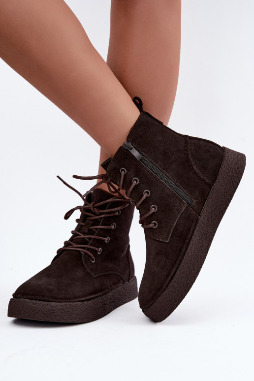 Stivaletti isolati in finta suede Sergio Leone BT-30 CzekoladoĮe