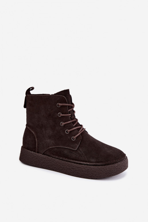 Stivaletti isolati in finta suede Sergio Leone BT-30 CzekoladoĮe