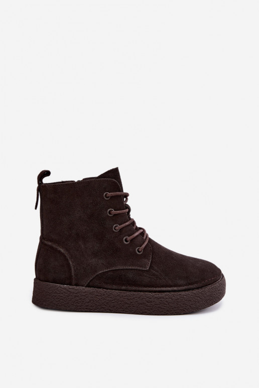 Stivaletti isolati in finta suede Sergio Leone BT-30 CzekoladoĮe