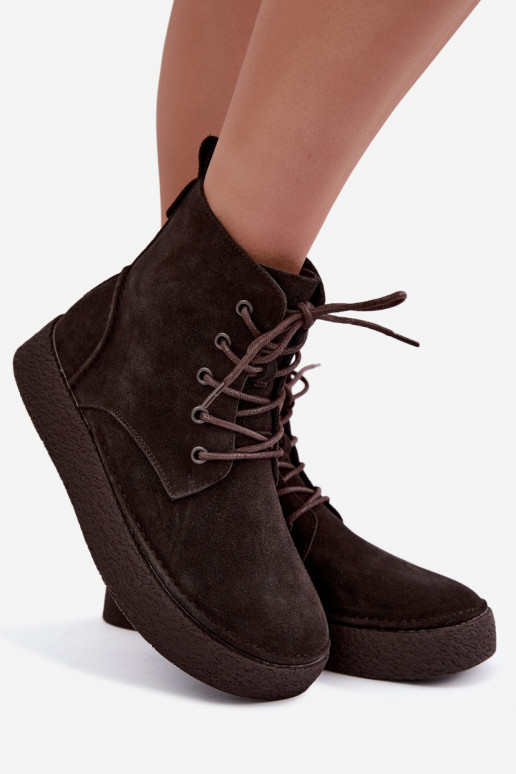 Stivaletti isolati in finta suede Sergio Leone BT-30 CzekoladoĮe