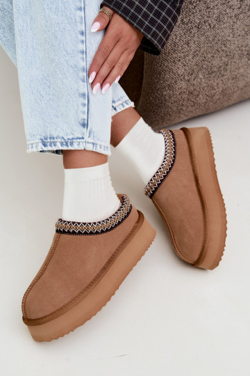 Stivali da neve in suede sintetico con striscia decorativa Vinceza 97972 marrone
