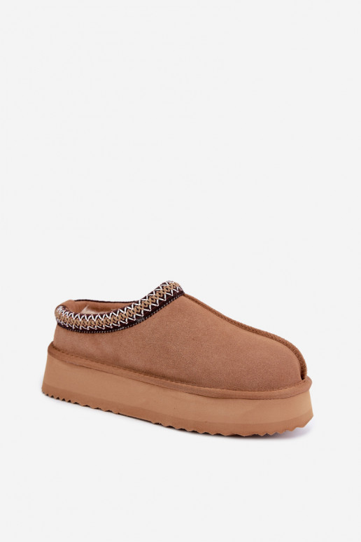 Stivali da neve in suede sintetico con striscia decorativa Vinceza 97972 marrone