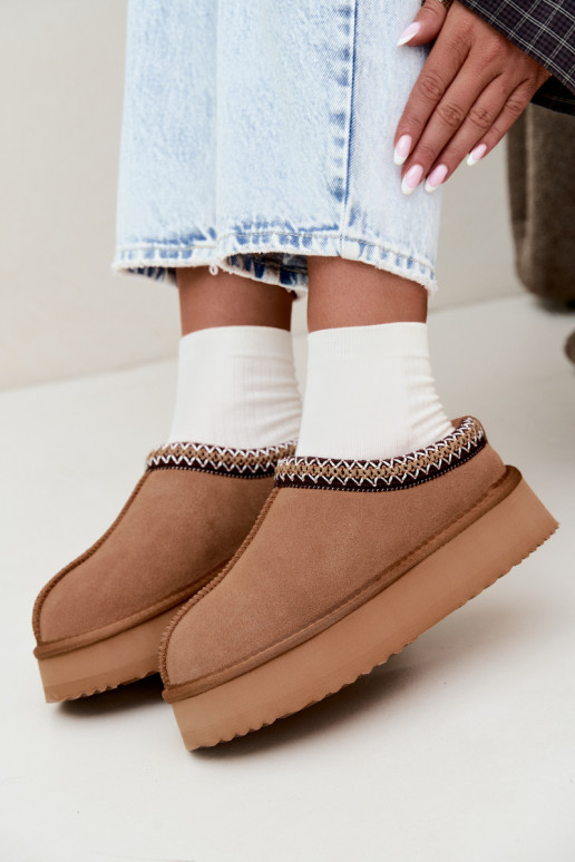 Stivali da neve in suede sintetico con striscia decorativa Vinceza 97972 marrone