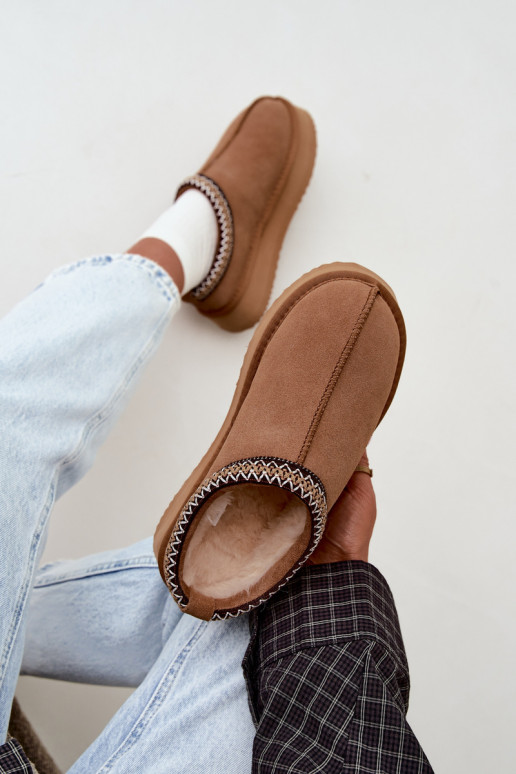 Stivali da neve in suede sintetico con striscia decorativa Vinceza 97972 marrone